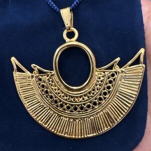 Large Semicircle Nose Ring Pendant Gold Plated Precolumbian Jewelry NWT